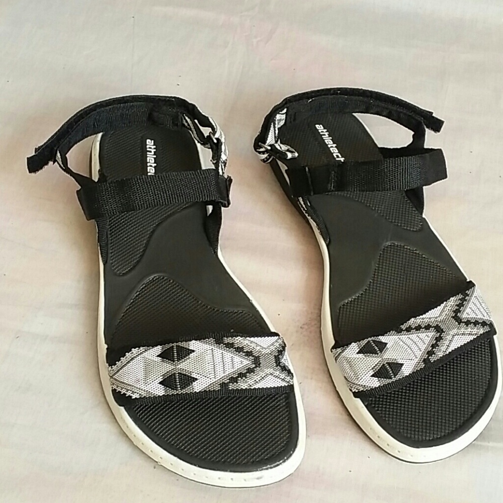 Athletech Sandals Black Size 6 Strappy Canvas